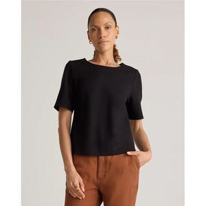 Quince Women's Ultra-Stretch Ponte Short Sleeve Top Black L